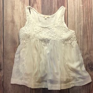 White lace embroidered tank top